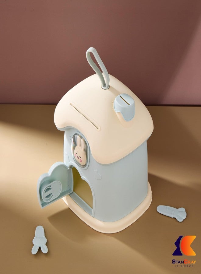 STANCRAY Cute Small Savings Bank Money Deposit and Withdrawal Piggy Bank with Key Holder House Piggy Bank for Girls and Boys Coin Bank with Handle, Lock and Key. (Model 2) - Image 2